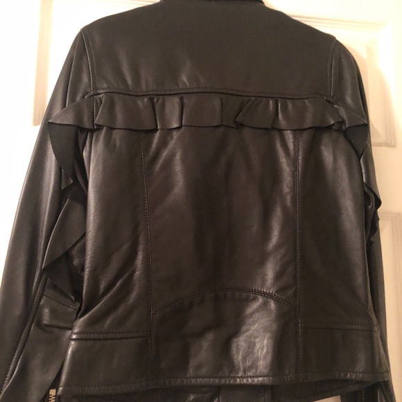 Beautiful New Bloomingdales Aqua Designer Genuine Leather Zipper Coat - Picture 3 of 3